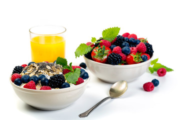 Bowl of berries on a white background.