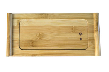 Wooden tea tray isolated in white backgroun