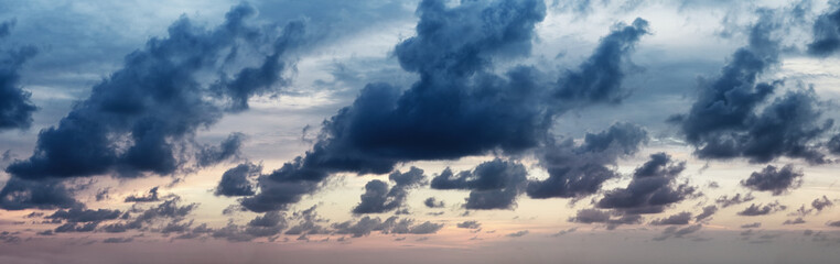 Panorama of dramatic cloudy sky