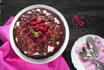 Chocolate cake with fresh berries.