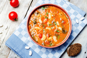 tomatoes spinach white beans millet soup