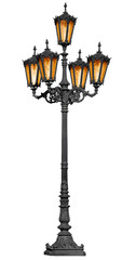 Antique lamp post on white