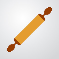 Icono plano rodillo amasar color sobre fondo degradado 