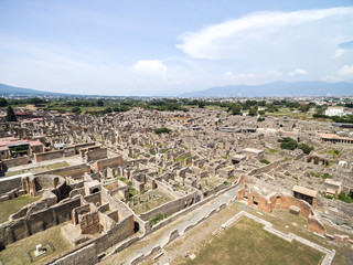 Aerial View of Ruins of Pompeii, Italy