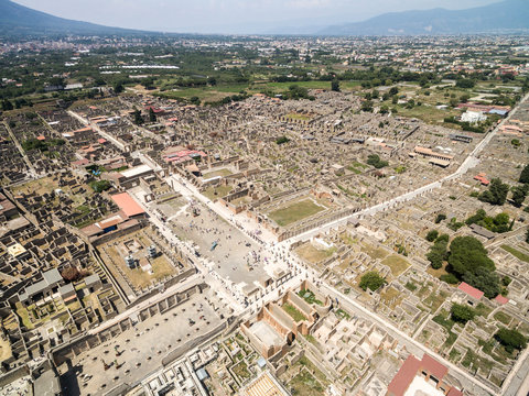 Aerial View Of Ruins Of Pompeii, Italy