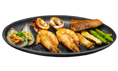 Seafood steak isolated on white background