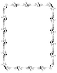 Vertical frame with mice and cat contour. Vector clip art.