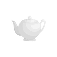 White teapot icon in cartoon style isolated on white background