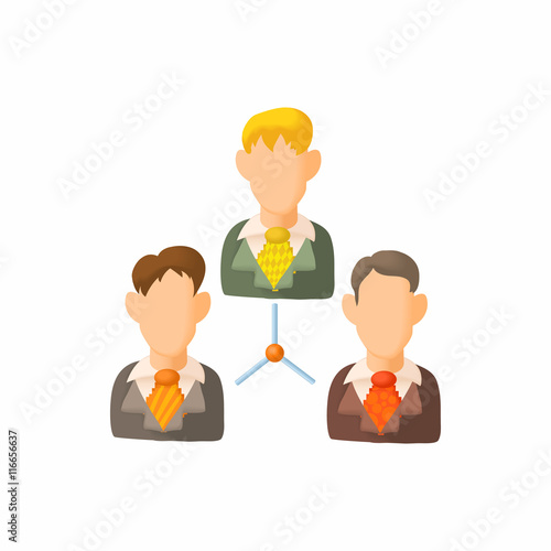 "Men team icon in cartoon style isolated on white background. People