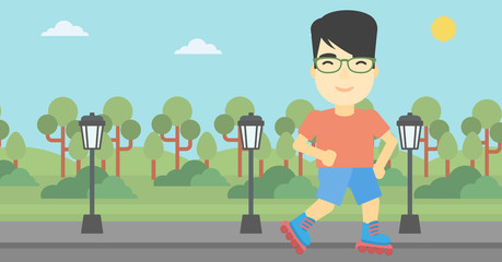 Sporty man on roller-skates vector illustration.