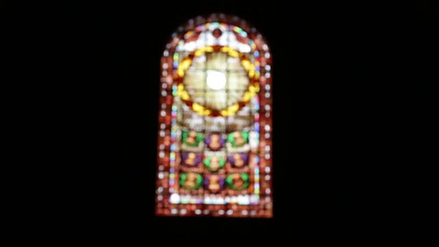 in italy turbigo inside  church religion building the colorated glass and window .