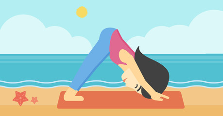 Woman practicing yoga vector illustration.
