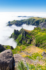 Fototapeta na wymiar In the heart of Madeira near mountain Pico do Arieiro - mountainous landscape