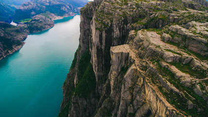 Beautiful summer vibrant view on famous Norwegian tourist place