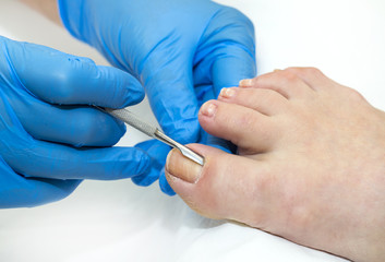 process of pedicure at beauty salon