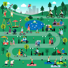 Rest in the park infographic elements .