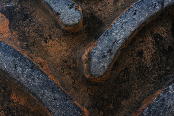 Old tire texture of tractor truck