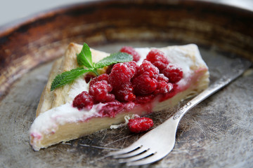 Fresh berry dessert on pan