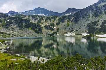 Panoramic view of Banderishki Chukar Peak and The Fish Lake, Pirin Mountain, Bulgaria