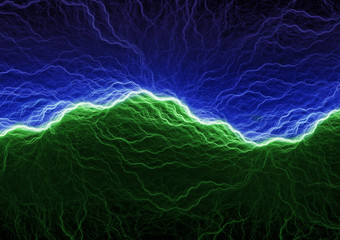Green and blue lightning