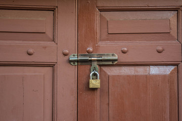 close up door on Old Building in Sino Portuguese style
