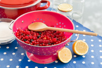 Making jam from fresh fruit