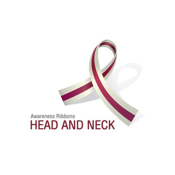 The Burgundy and ivory Awareness Ribbons of Head and Neck cancer
Vector illustration.