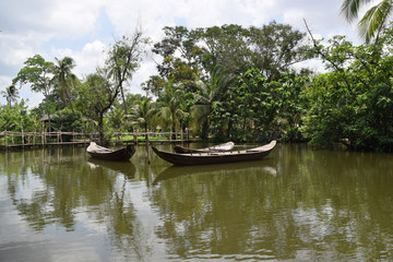 Fototapeta premium traditional boat in saigon river, Binh Quoi, ho chi minh city