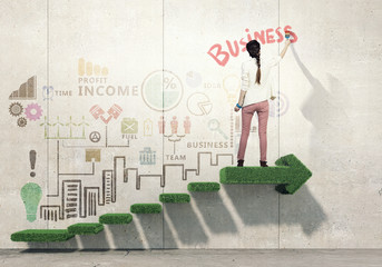 Her creative approach to business . Mixed media