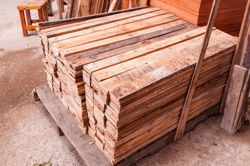 Edging board in stacks.