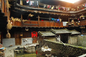 Hakka Roundhouse tulou walled village located in Fujian, China