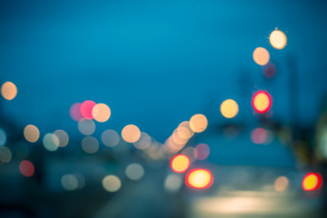 Abstract bokeh from car light on the traffic road.