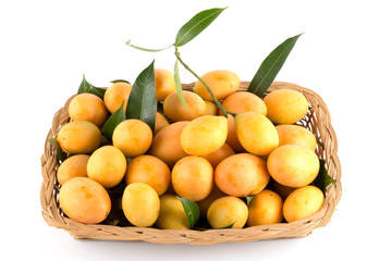 sweet Marian plum thai fruit on white background (Mayongchid Map