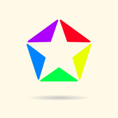 Star of colored triangles logo.
