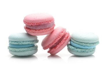 French macaroons isolated on white background
