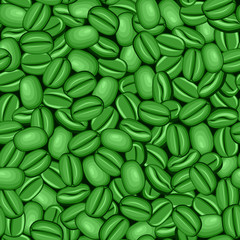 Seamless texture of green raw coffee beans