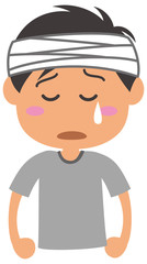 頭に包帯をしている男性のイメージイラスト