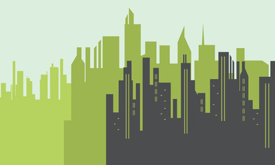 Obraz premium Silhouette of big city scenery