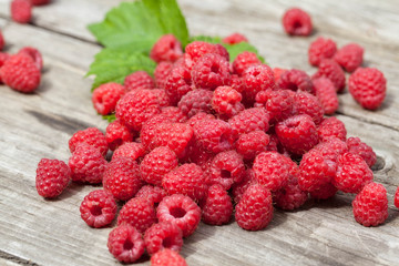 Fresh raspberry on a wooden table