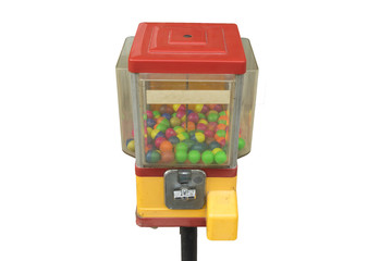 Isolated old gumball machine on the white background.