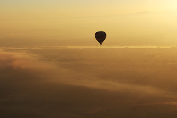 Ballon and Nile river, sun rise, Aswan, Egypt