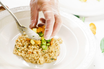 chef making risotto