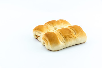 Sausage bread on white background