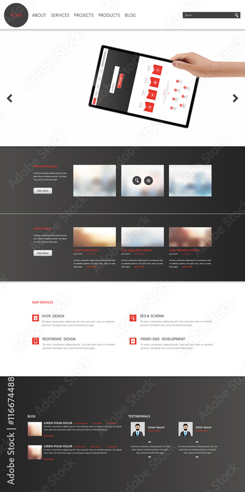 Poster modern one page website template. vector eps10, modern web design with flat ui elements. ideal for b