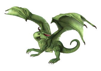 Fototapeta premium 3D Rendering Fantasy Dragon on White