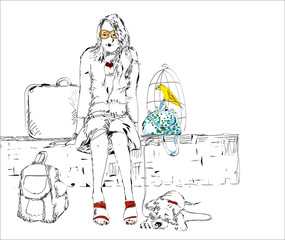 Fototapeta premium Young Woman Traveling