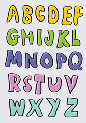 Colorful Hand Drawn Cartoon Alphabets Set