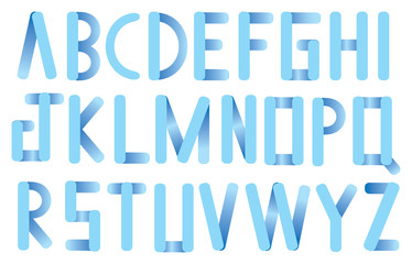 Soft Blue Rounded Corner Strips Vector Font Design