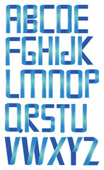 Blue Wrapping Ribbon Font Design Vector Illustration