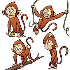 Fototapeta premium Vector illustration of Cartoon Monkey Character Set